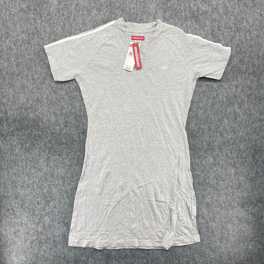 Unionbay Shirt Dress Womens Medium Heather Gray V-Neck Short Sleeve New Y2K